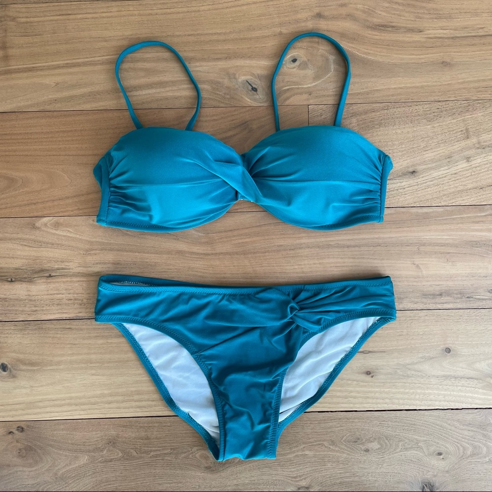 Matching Teal Bikini with Optional Strap or Strapless Bikini Top